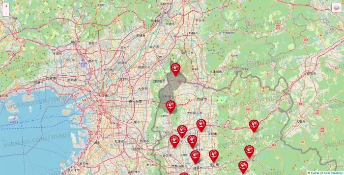 奈良県のコメリの店舗地図