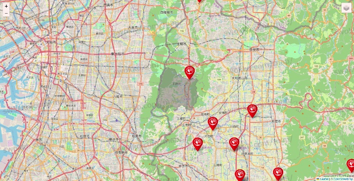 奈良県のコメリの店舗地図