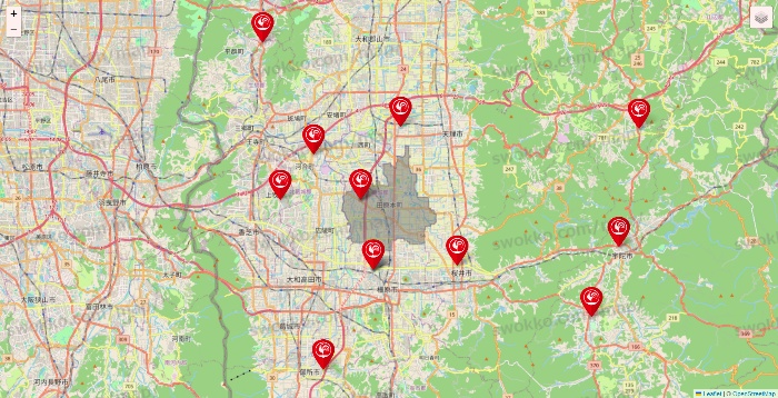 奈良県のコメリの店舗地図