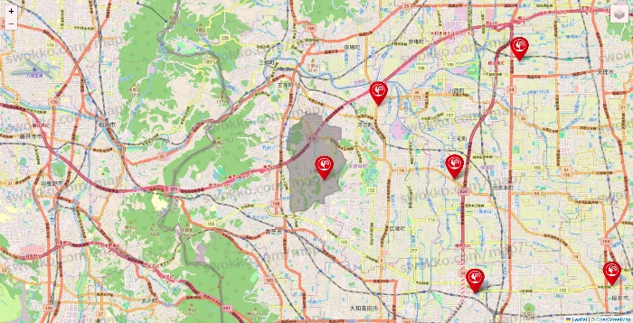 奈良県のコメリの店舗地図