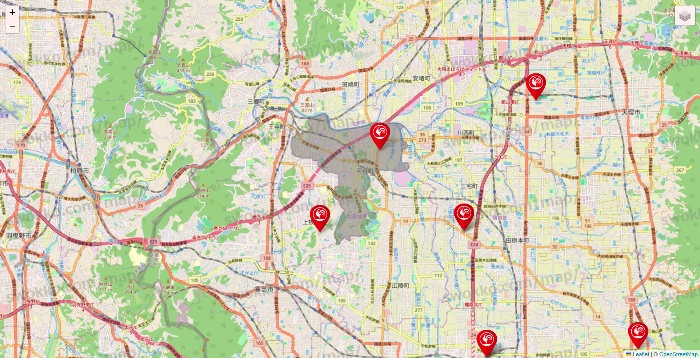 奈良県のコメリの店舗地図