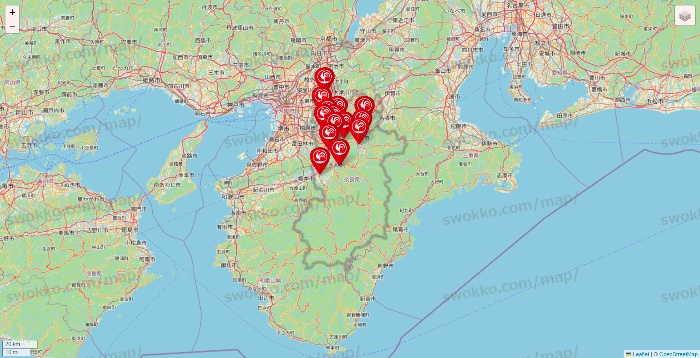 奈良県のコメリの店舗地図