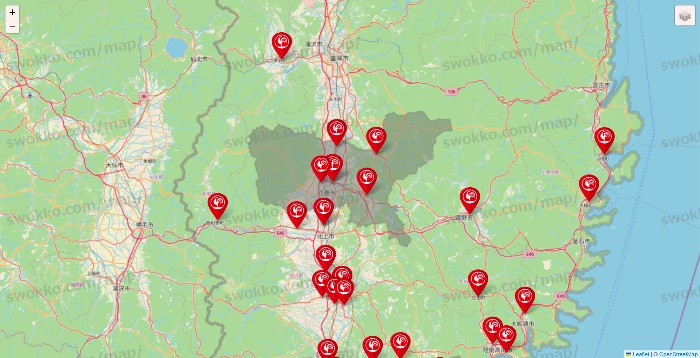 岩手県のコメリの店舗地図