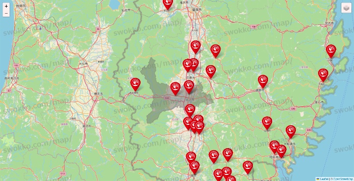 岩手県のコメリの店舗地図