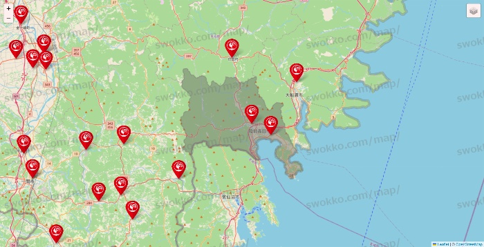岩手県のコメリの店舗地図
