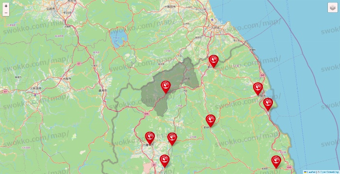 岩手県のコメリの店舗地図