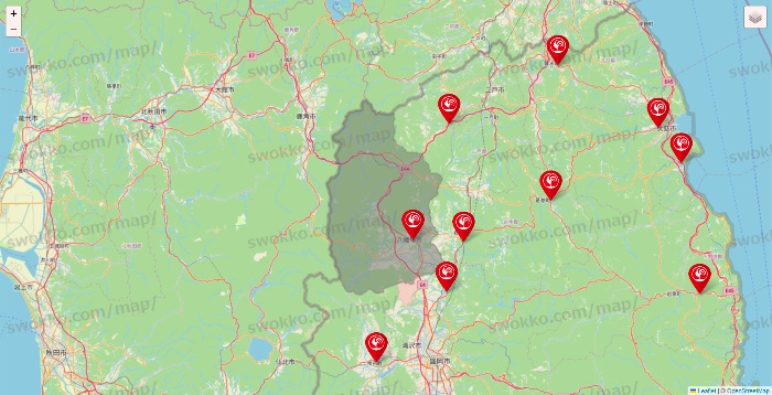 岩手県のコメリの店舗地図