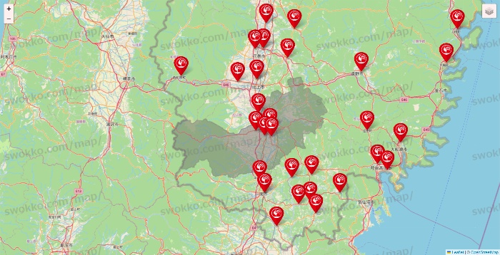岩手県のコメリの店舗地図