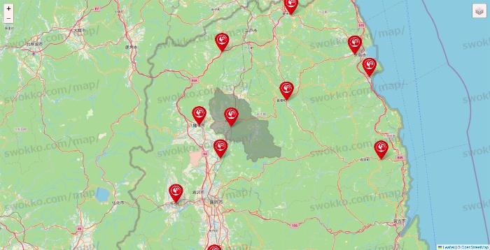岩手県のコメリの店舗地図