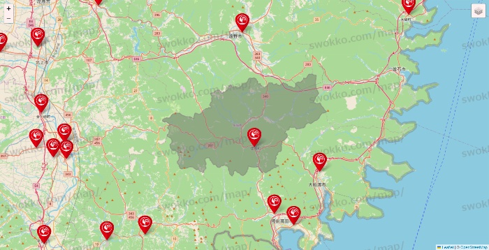 岩手県のコメリの店舗地図