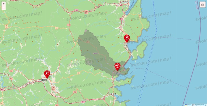 岩手県のコメリの店舗地図
