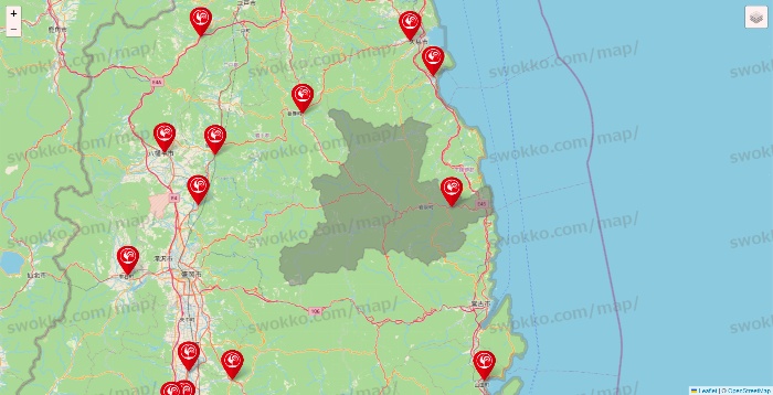 岩手県のコメリの店舗地図