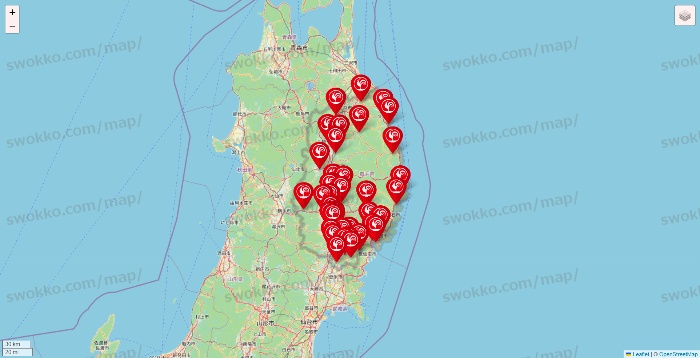 岩手県のコメリの店舗地図