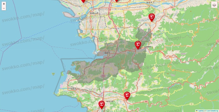 和歌山県のコメリの店舗地図