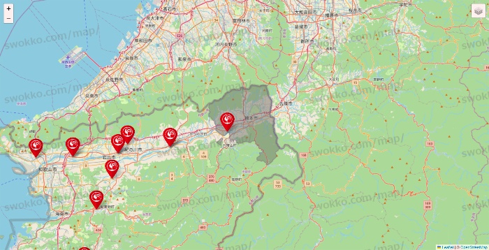 和歌山県のコメリの店舗地図