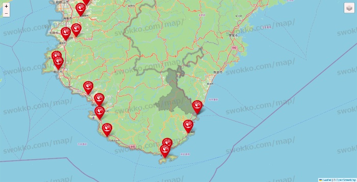 和歌山県のコメリの店舗地図