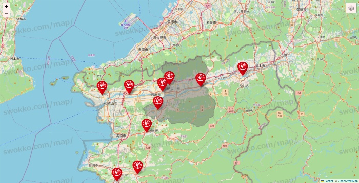 和歌山県のコメリの店舗地図
