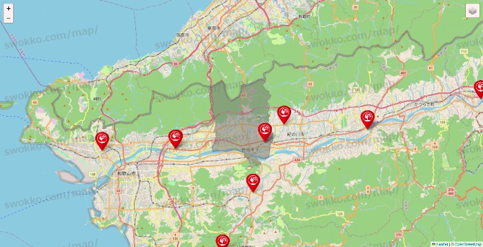 和歌山県のコメリの店舗地図