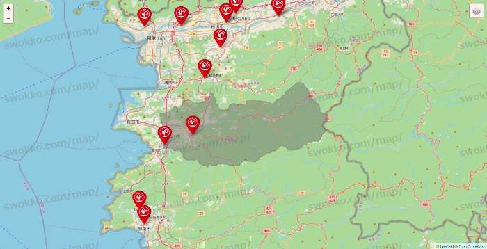 和歌山県のコメリの店舗地図