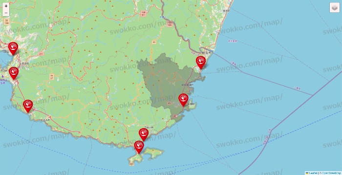 和歌山県のコメリの店舗地図