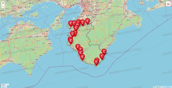 和歌山県のコメリの店舗地図