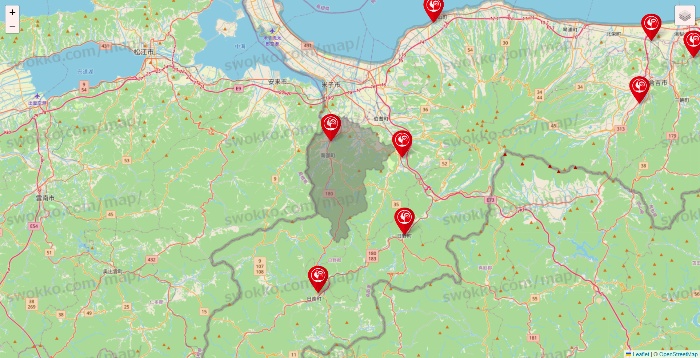 鳥取県のコメリの店舗地図