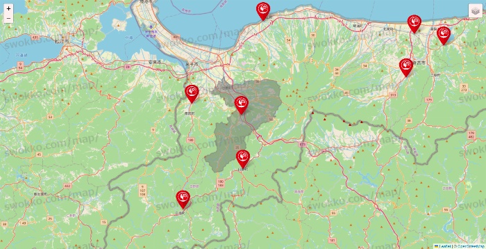 鳥取県のコメリの店舗地図