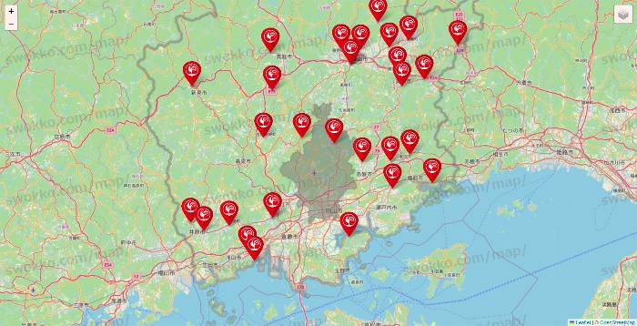 岡山県のコメリの店舗地図