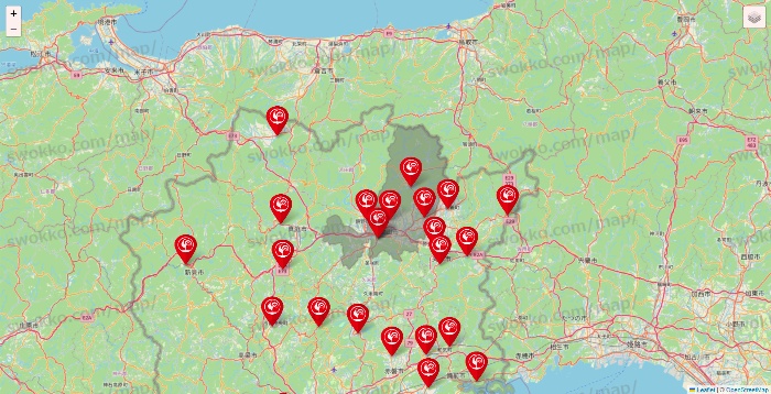 岡山県のコメリの店舗地図