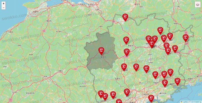 岡山県のコメリの店舗地図