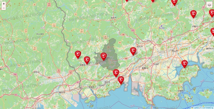 岡山県のコメリの店舗地図
