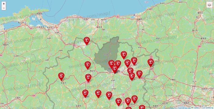 岡山県のコメリの店舗地図