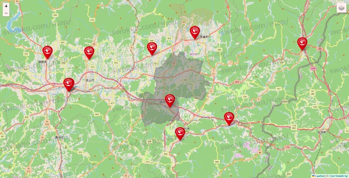 岡山県のコメリの店舗地図