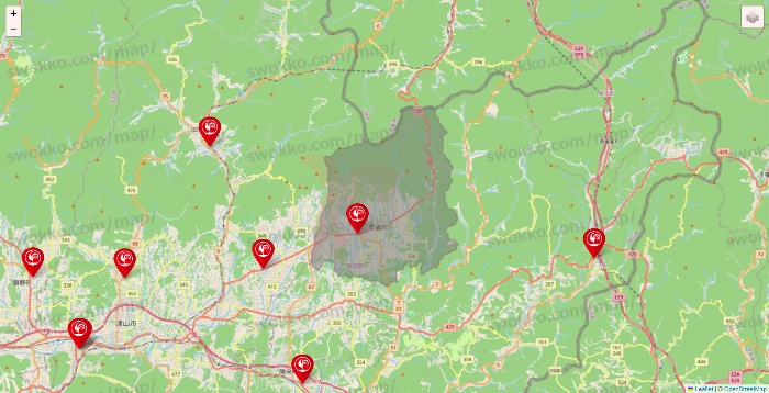岡山県のコメリの店舗地図