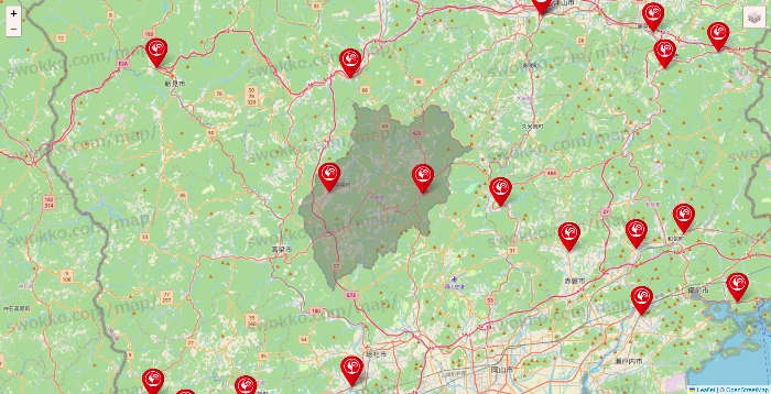 岡山県のコメリの店舗地図