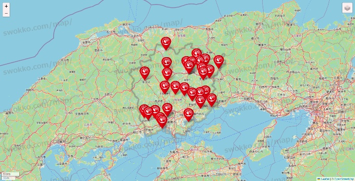岡山県のコメリの店舗地図