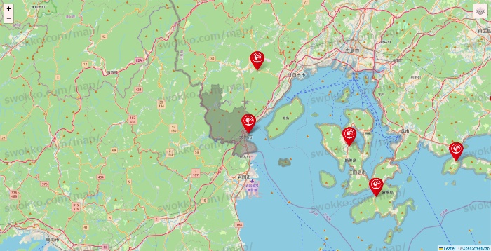 広島県のコメリの店舗地図