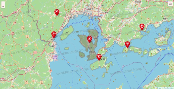 広島県のコメリの店舗地図