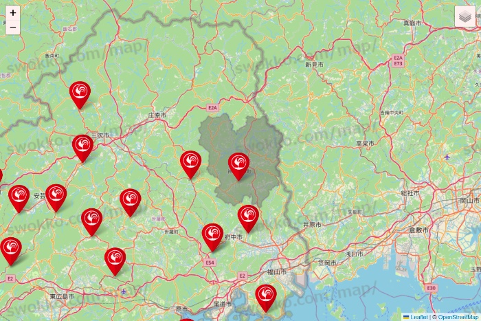 広島県のコメリの店舗地図