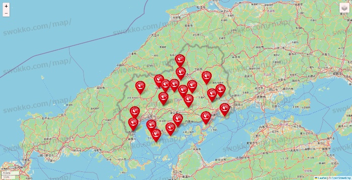 広島県のコメリの店舗地図