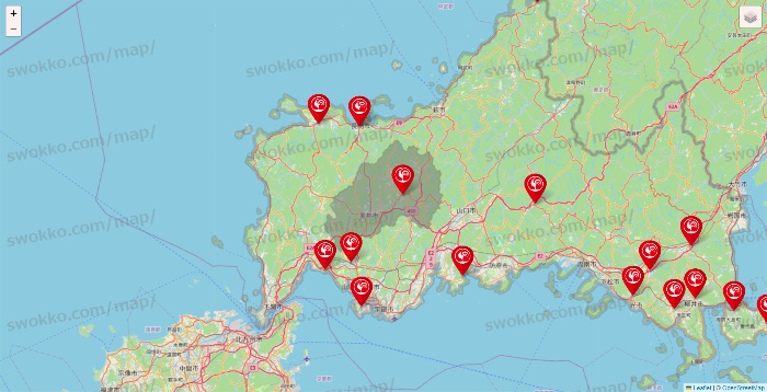 山口県のコメリの店舗地図