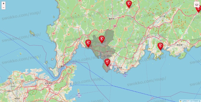 山口県のコメリの店舗地図