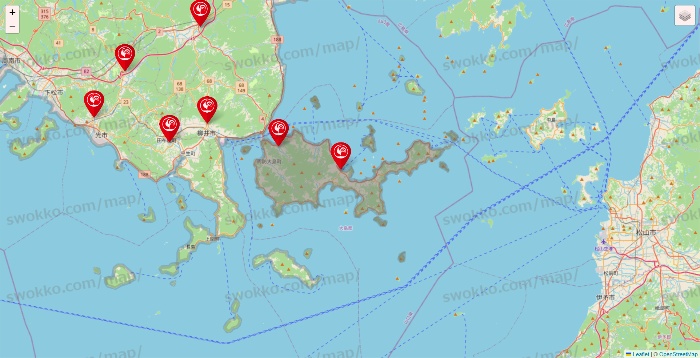 山口県のコメリの店舗地図