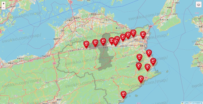 徳島県のコメリの店舗地図