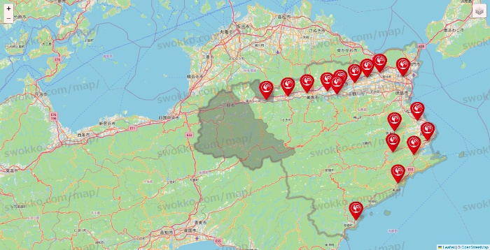 徳島県のコメリの店舗地図