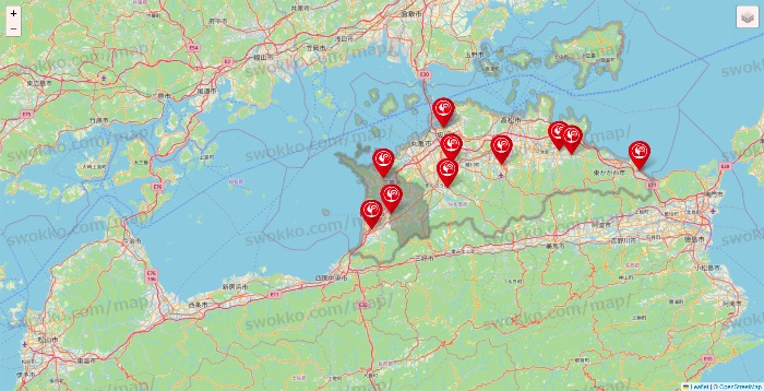 香川県のコメリの店舗地図