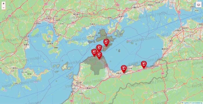 愛媛県のコメリの店舗地図