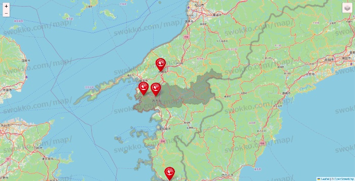 愛媛県のコメリの店舗地図