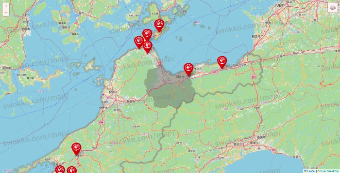 愛媛県のコメリの店舗地図