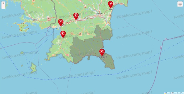 高知県のコメリの店舗地図